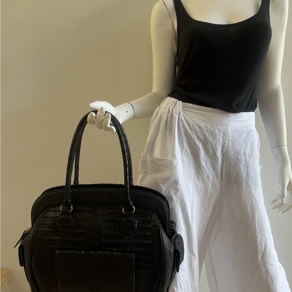 Armenta Black Satchel with Crocodile Texture - Picture 7 of 10